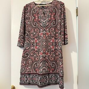 White House Black Market Red and Black Paisley Blouse